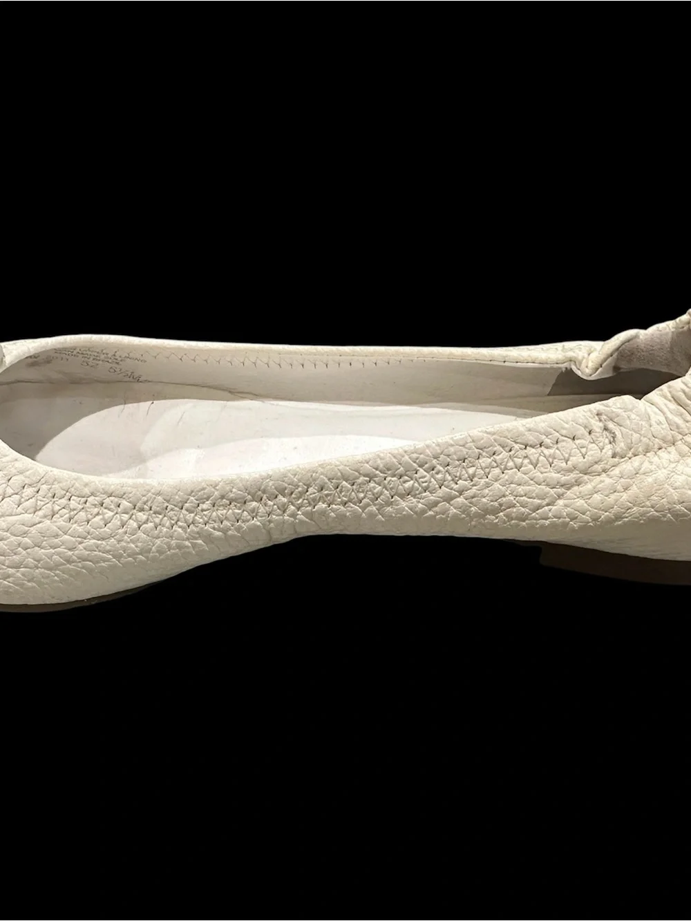 Tory Burch Cream Leather Logo Ballet Flats